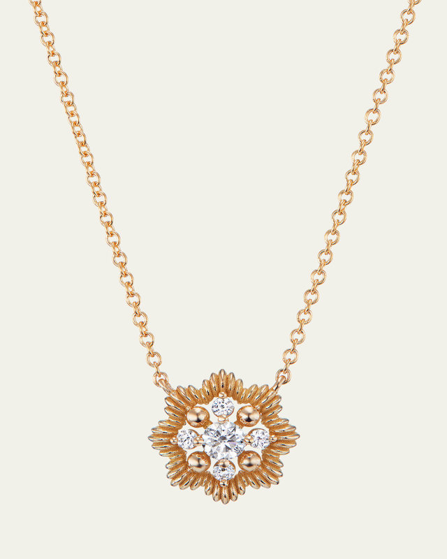 Lace Flower 18K Recycled Yellow Gold and Lab Grown Diamond Small Pendant Necklace